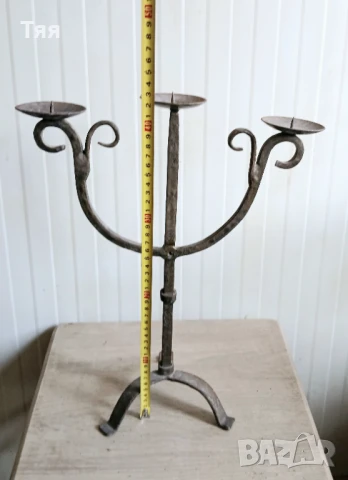 Ковано желязо масичка и свещник, снимка 8 - Антикварни и старинни предмети - 50714986
