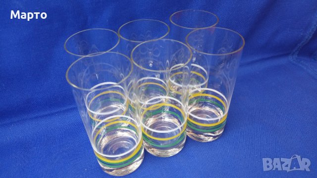 Ретро чаши за безалкохолно с цветни рингове , снимка 7 - Антикварни и старинни предмети - 42141901