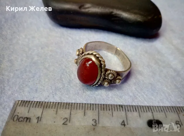 Старинен СКЪПОЦЕНЕН ОСМАНСКИ СРЕБЪРЕН ПРЪСТЕН СРЕБРО ВИСОКА ПРОБА с РЪЧНО ШЛИФОВАН КАРНЕОЛ 47482, снимка 13 - Антикварни и старинни предмети - 49273024