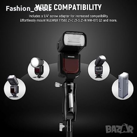 Нов NEEWER Универсален адаптер скоба за светкавица снимки Фотоапарат, снимка 7 - Чанти, стативи, аксесоари - 42405218