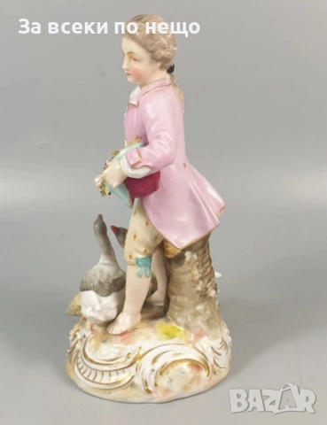 Volkstedt  Germany  Circa 1894  – Triebner Ens & Eckert “Boy with Geese” “Код P1734, снимка 8 - Декорация за дома - 52978476