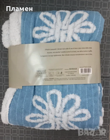 Одеяло Жакард/Шерпа 130х155 см, Синьо, снимка 2 - Олекотени завивки и одеяла - 53143629