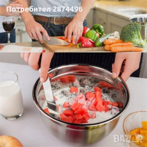 3155 Метални купи за разбъркване със силиконово дъно, снимка 9 - Съдове за готвене - 35725650