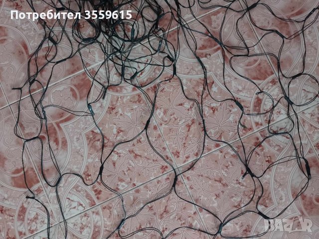 мрежа от кабели и лампички с формата на правоъгълник с размери 3м х 2м , със соларна батерия, снимка 1