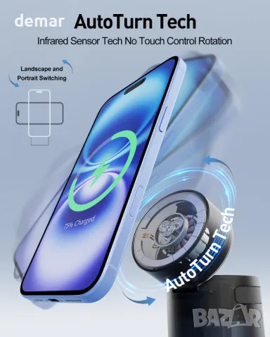 iWALK 3 в 1 безжична зарядна станция с автоматично завъртане, зарядна стойка с магнит за Apple, снимка 5 - Безжични зарядни - 50297429