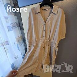 Стилен бежов лятен гащеризон - лек и удобен, снимка 3 - Гащеризони - 53848603