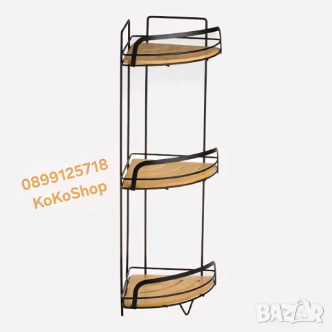 Ъглова етажерка за баня - бамбукова етажерка, снимка 3 - Етажерки - 53574138