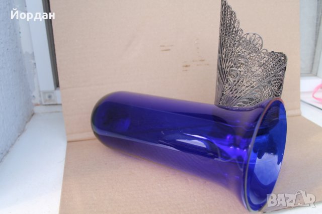 СССР ваза стъкло посребрен корпус, снимка 9 - Антикварни и старинни предмети - 40834390