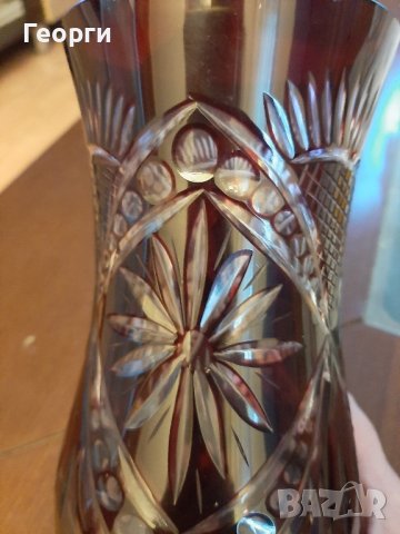 Червен кристал ваза, снимка 1 - Вази - 44236898