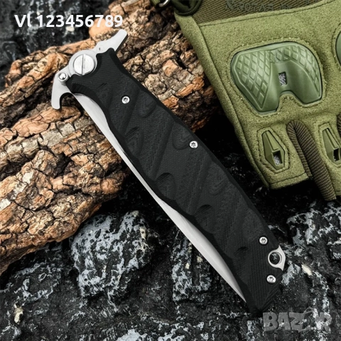 Руски сгъваем нож НОКС Финка-С, дизайн А.Бирюков - ЧЕРЕН, снимка 6 - Ножове - 52447436