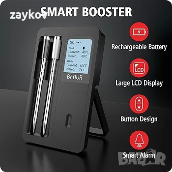 BFOUR Безжичен термометър за месо с 2 сонди за месо, Интелигентен безжичен Bluetooth, снимка 4 - Друга електроника - 44560771