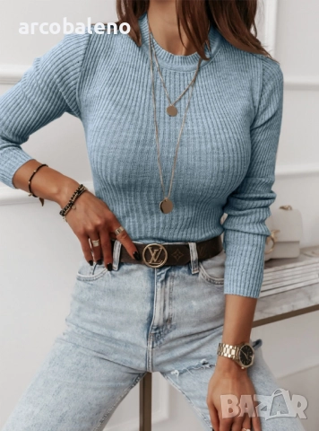 Дамски втален оребрен пуловер ISSABELI, 5цвята , снимка 9 - Блузи с дълъг ръкав и пуловери - 52579081