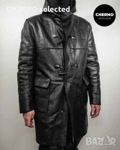 Мъжко дълго шерпа яке • палто тип дъфъл от изкуствена кожа CINQUE Faux Leather Dufflecoat - L , снимка 3 - Якета - 53670123