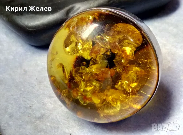 ВЕЛИКОЛЕПЕН СРЕБЪРЕН ПРЪСТЕН СРЕБРО ВИСОКА ПРОБА с ОГРОМЕН БАЛТИЙСКИ 100% НАТУРАЛЕН КЕХЛИБАР 42000, снимка 7 - Пръстени - 49913259