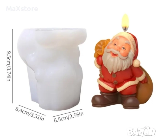 3D 3 модела Дядо Коледа Силиконов молд форма свещи гипс сапун смола фондан , снимка 5 - Форми - 52113381
