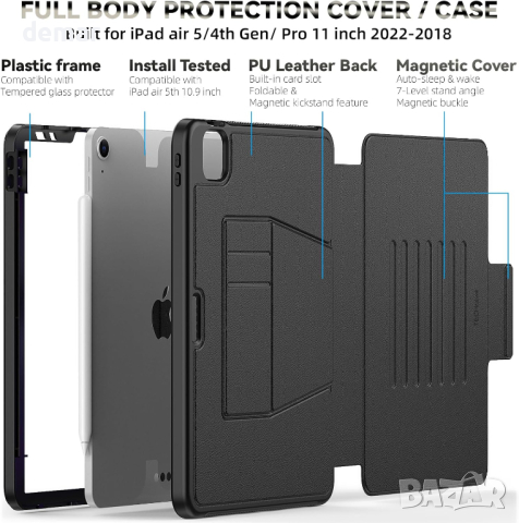Калъф TECHGEAR Enduro за Apple iPad Air 10.9" 4-то/5-то поколение (2022/2020) iPad Pro 11" 4-то/3-то, снимка 9 - Таблети - 44672145