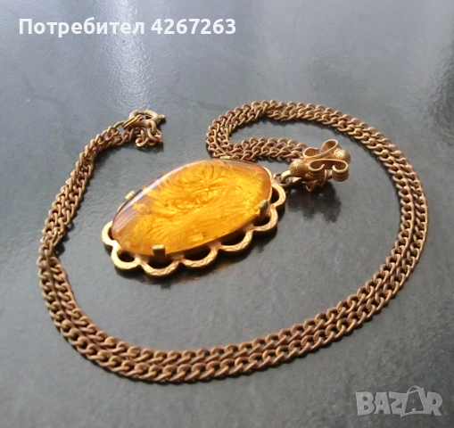 Разкошно ретро колие имитация на кехлибар, снимка 7 - Колиета, медальони, синджири - 52666691