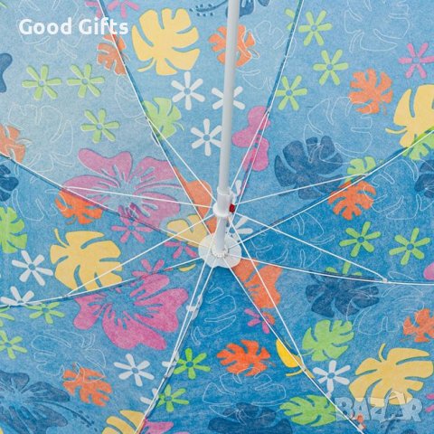 Плажен чадър, Син с цветя 1.80м, снимка 2 - Други - 41360391