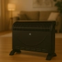 Конвекторен отоплител Rosberg – 2000W, 3 степени, с вентилатор, защита от прегряване, черен, снимка 2