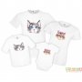 Семеен комплект тениски Watercolor Cats 1 Mommy Daddy Brother Sister Baby, снимка 1 - Тениски - 34276988
