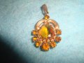 СТАР БРОНЗОВ ПОЗЛАТЕН СКЪПОЦЕНЕН АРТ ДЕКО ПЕНДАНТ с КАМЪНИ ЦИТРИН РЕТРО БИЖУ МЕДАЛЬОН 71351, снимка 9