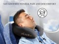 SleepCo - Възглавница за врат при пътуване + тапи за уши, маска за спане и одеяло, снимка 2