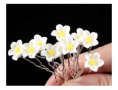 Сет от 15 броя Фуркети бяло цвете с жълто, снимка 1 - Аксесоари за коса - 41169632