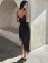 Черна сатенена рокля с дантела С размер , снимка 2