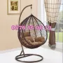 Градинска люлка тип гнездо, ратанова люлка гнездо, кафява с кафяви възглавници, снимка 1