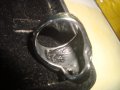 СТОМАНЕН ПИРАТСКИ НЕОГОТИЧЕСКИ ПРЪСТЕН от НЕРЪЖДАЕМА СТОМАНА с 2 ФАСЕТИРАНИ ГРАНАТА 25006, снимка 12