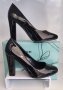 Дамски лачени обувки на висок квадратен ток, снимка 1 - Дамски обувки на ток - 44446621