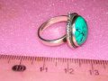 ВЕЛИКОЛЕПЕН АНГЛИЙСКИ СКЪПОЦЕНЕН СРЕБЪРЕН ПРЪСТЕН СРЕБРО 925 с ШЛИФОВАН НАТУРАЛЕН ТЮРКОАЗ 43355, снимка 10