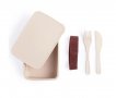 Бамбукова кутия за обяд с комплект прибори за хранене, снимка 1 - Кутии за съхранение - 36016553