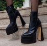 Боти на ток - черна кожа - YSV1, снимка 2