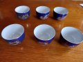 6 красиви порцеланови чаши в кобалтово синьо със златен кант 