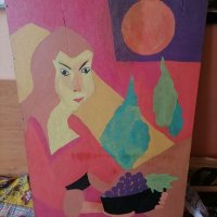 Момичето с гроздето 2014 авторска картина , снимка 1 - Антикварни и старинни предмети - 41514205