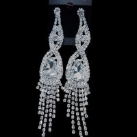 Луксозни висящи обеци с кристали #18523-12, снимка 1 - Обеци - 40740456