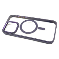  калъф за iPhone 15 Pro Max прозрачен твърд с лилав ринг и силиконова рамка MagSafe, снимка 3 - Калъфи, кейсове - 44730300