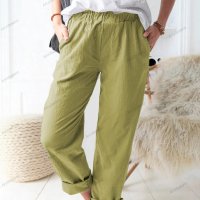 Нови дамски едноцветни ежедневни еластични прави панталони с висока талия, 9цвята - 023, снимка 3 - Панталони - 41249456