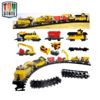 Toy State - Влак с релси и строителни машини CAT 55650, снимка 1 - Влакчета, самолети, хеликоптери - 39489467