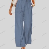 Ежедневни дамски широки панталони с копчета и джобове с висока талия, 5цвята - 024, снимка 4 - Панталони - 40956746