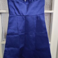 Елегантна синя сатенена рокля размер S/36 цена 84 лв., снимка 5 - Рокли - 42621899
