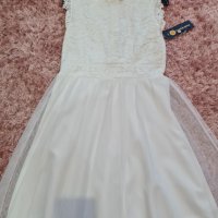 Бяла рокля с дантела и тюл, снимка 2 - Рокли - 39155758