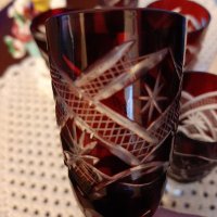 Червен кристал чаши за ракия, снимка 5 - Чаши - 40494914