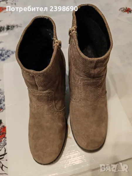 Дамски боти от естествена кожа (велур) , снимка 1