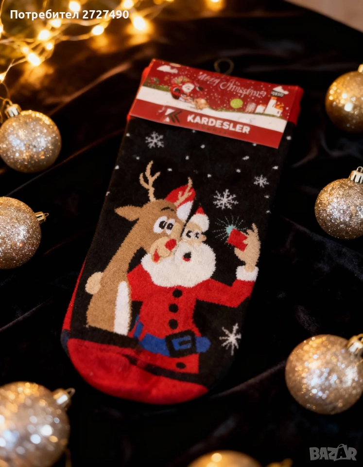 Луксозни Коледни Термо Чорапи, снимка 1