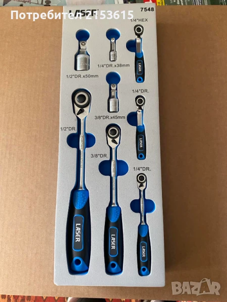 Laser Tools Micro Head 1/4, 3/8, 1/2 тресчотки удължители комплект, снимка 1