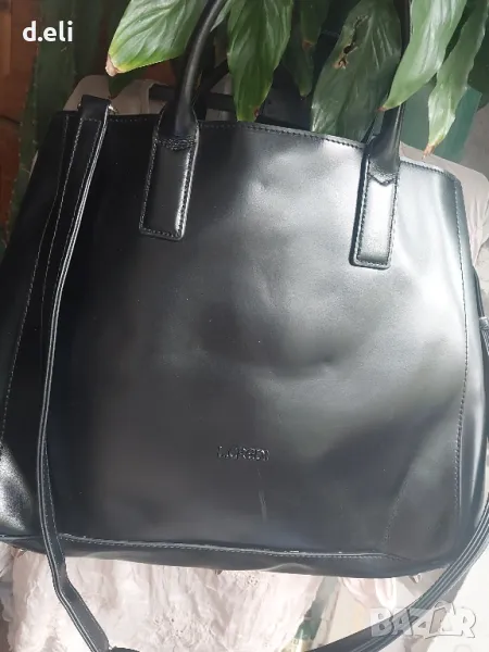 L.CREDI 🇺🇸 100% Кожа Голяма черна чанта, снимка 1