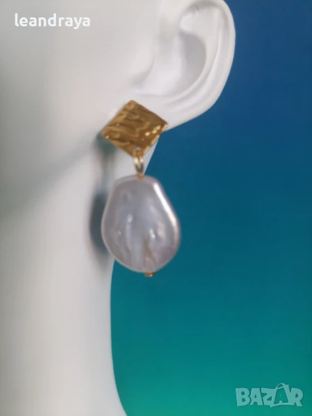 Обици 2 в 1 с перли, снимка 1