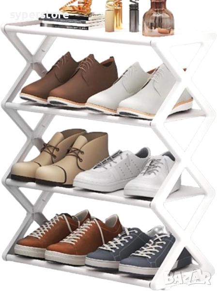 Стелаж за обувки до 8 чифта висок Digital One SP01128. етажерка за обувки, 4 нива бяла, снимка 1